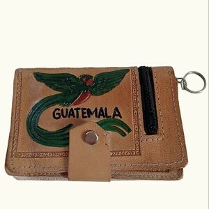 Guatemala Tourist Wallet Leather Embossed Hand Painted Crafts Mexico Unisex